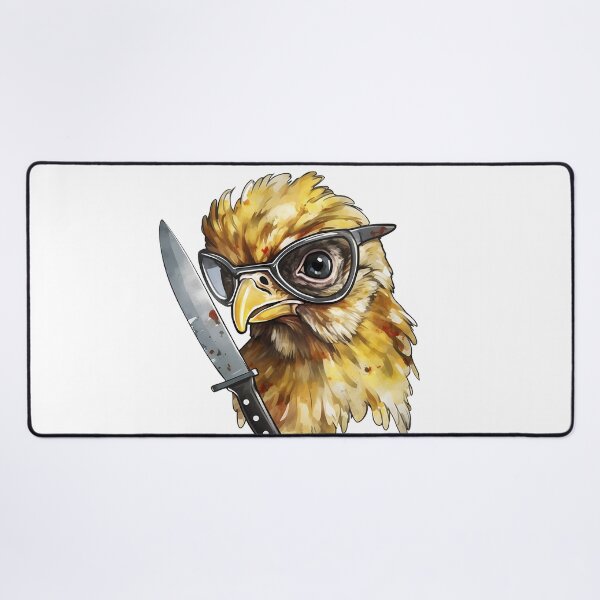 Item preview, Comic chicken chick with a knife. Meme chicken designed and sold by Anastasiia Yurevych.
