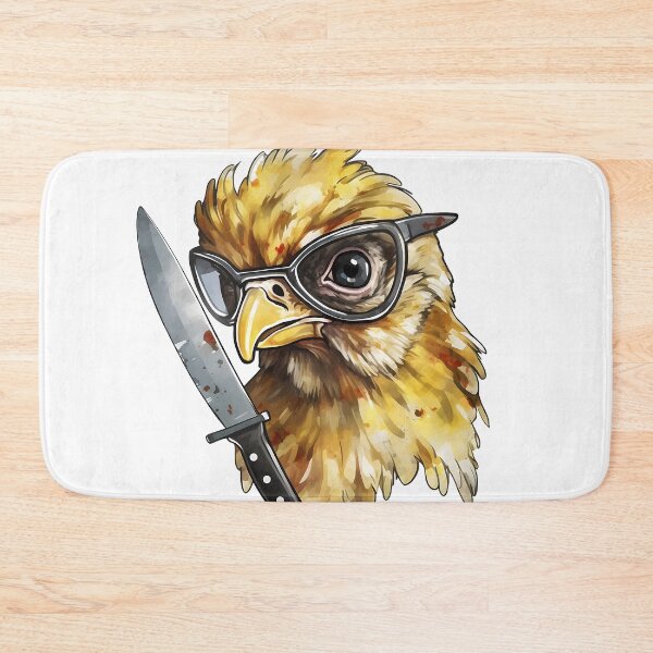 Item preview, Comic chicken chick with a knife. Meme chicken designed and sold by Anastasiia Yurevych.