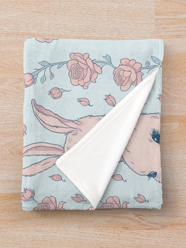 Thumbnail 3 of 6, Throw Blanket, Joyful Rabbit & Roses designed and sold by pigipeach.