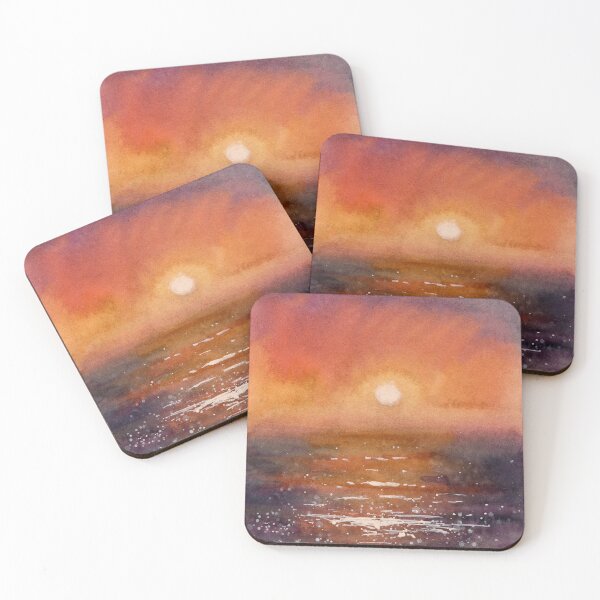 Item preview, Ocean Sunset - Watercolor Painting designed and sold by Pattokarts.