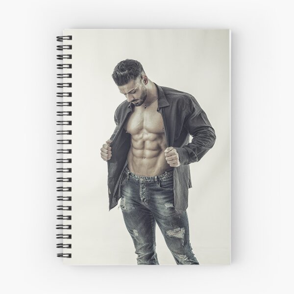 Item preview, Muscular bodybuilder undressing, opening shirt on nude torso designed and sold by Mercurius-M.