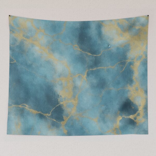 Item preview, Blue and Gold Abstract Painting designed and sold by RossWilson12.