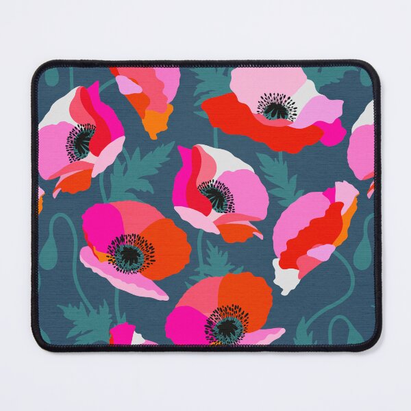 Item preview, Minimal Happy Poppies 4. pink, red, orange flowers on Teal and Aegean Blue designed and sold by Dominiquevari.