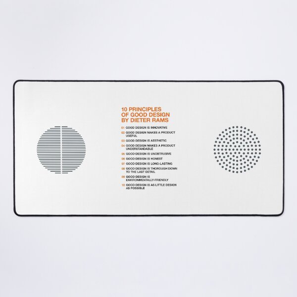 10 PRINCIPLES OF GOOD DESIGN BY DIETER RAMS in English Desk Mat