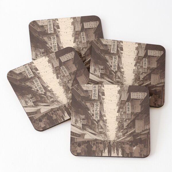 Item preview, Drawing of Hong Kong's Red Light Streets and Crowds designed and sold by ViralVibeLab.