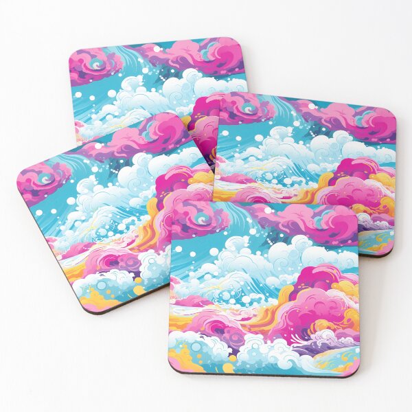 Item preview, Bright Seasons 7, colorful rainbow waves like clouds splashing, fresh water flowing, mixing together, sky blue, purple, yellow, white, summer and nature. designed and sold by FoxRobinRabbit.