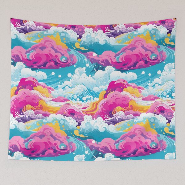 Item preview, Bright Seasons 7, colorful rainbow waves like clouds splashing, fresh water flowing, mixing together, sky blue, purple, yellow, white, summer and nature. designed and sold by FoxRobinRabbit.
