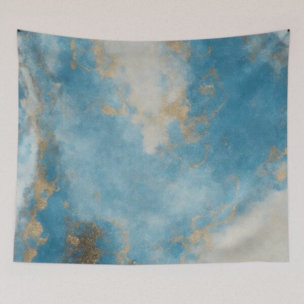 Item preview, Blue and Gold Abstract Marble Painting designed and sold by RossWilson12.
