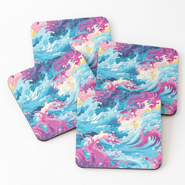 Item preview, Bright Seasons 8, colorful rainbow ocean waves splashing, tumbling fresh water flowing, rapids mixing together, blue, purple, magenta, summer and nature. designed and sold by FoxRobinRabbit.