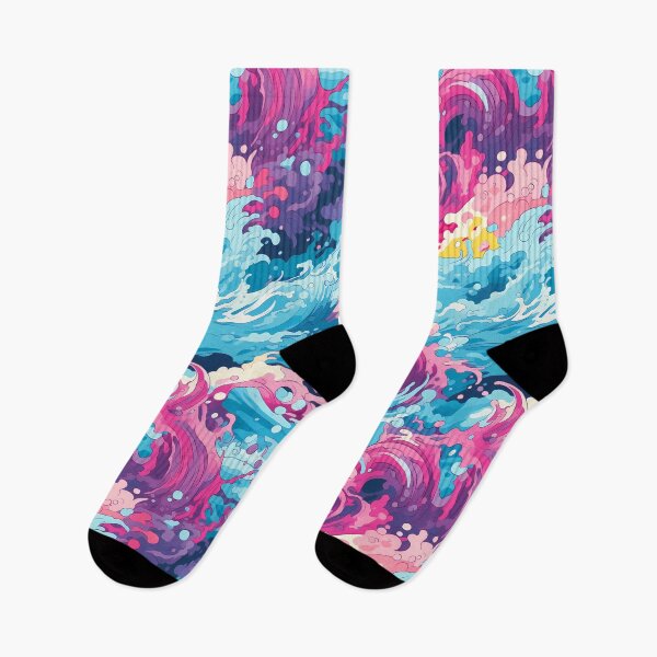 Item preview, Bright Seasons 8, colorful rainbow ocean waves splashing, tumbling fresh water flowing, rapids mixing together, blue, purple, magenta, summer and nature. designed and sold by FoxRobinRabbit.