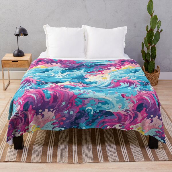 Item preview, Bright Seasons 8, colorful rainbow ocean waves splashing, tumbling fresh water flowing, rapids mixing together, blue, purple, magenta, summer and nature. designed and sold by FoxRobinRabbit.