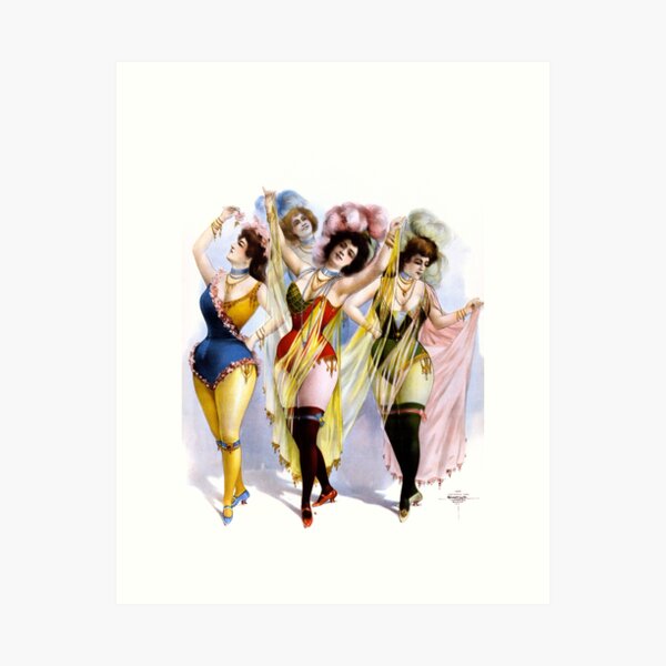 Digital Download Printable Art Burlesque Dancers Can-can Showgirls