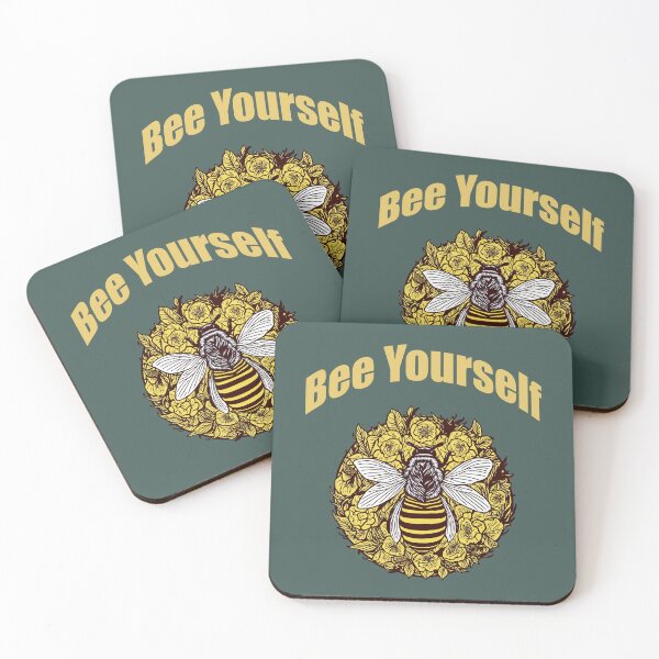 Item preview, Bee yourself, inspirational, Sweet, honey, heart, bee and flowers, hive, yellow designed and sold by Collagedream.