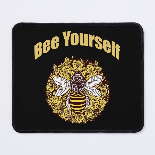 Item preview, Bee yourself, inspirational, Sweet, honey, heart, bee and flowers, hive, yellow designed and sold by Collagedream.