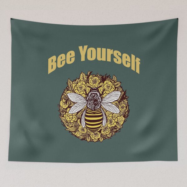 Item preview, Bee yourself, inspirational, Sweet, honey, heart, bee and flowers, hive, yellow designed and sold by Collagedream.