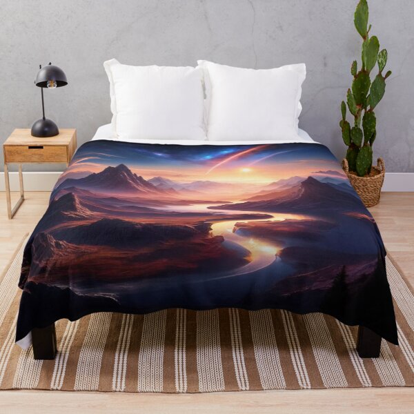 Item preview, Futuristic fantasy landscape scifi wallpaper painting designed and sold by radhakidesign.