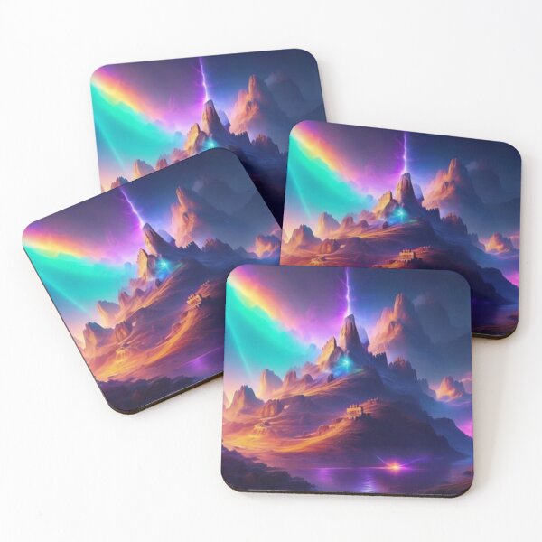 Item preview, Futuristic fantasy landscape castle on mountains designed and sold by radhakidesign.