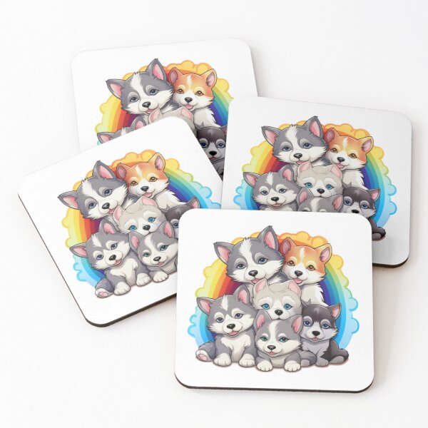 Item preview, Endearing, Colourful and Adorable Husky Puppies designed and sold by CatDogBin.
