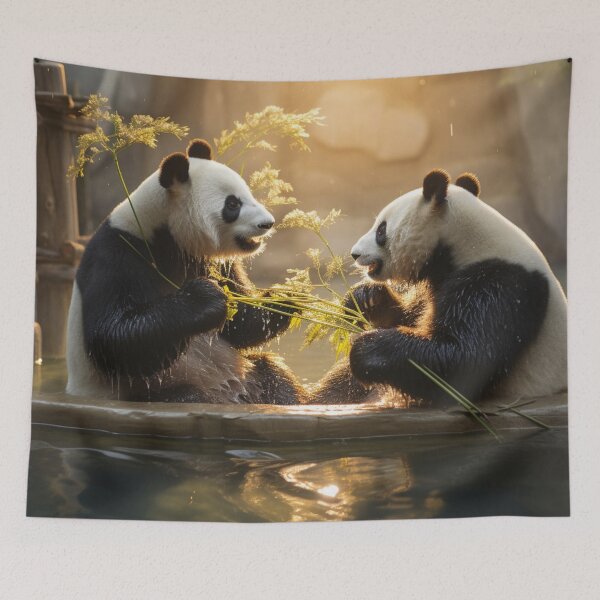 Item preview, Two pandas eating bamboo designed and sold by isBotStore.