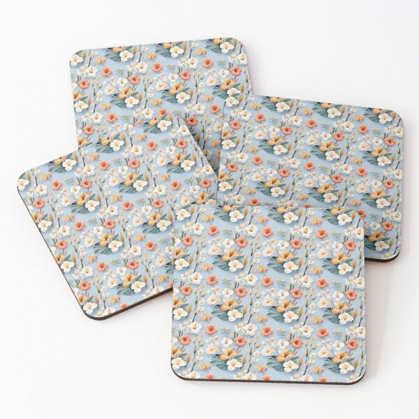 Item preview, Pressed Flower Floral Print - white flowers - tan flower designed and sold by ComerPrintCo.