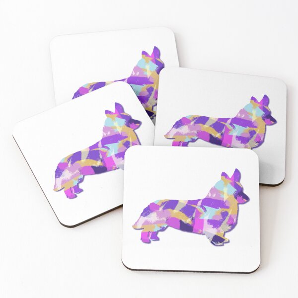 Item preview, Corgi Welsh Dog Silhouette Purple Pink Yellow Blue Design designed and sold by AMSonArt.