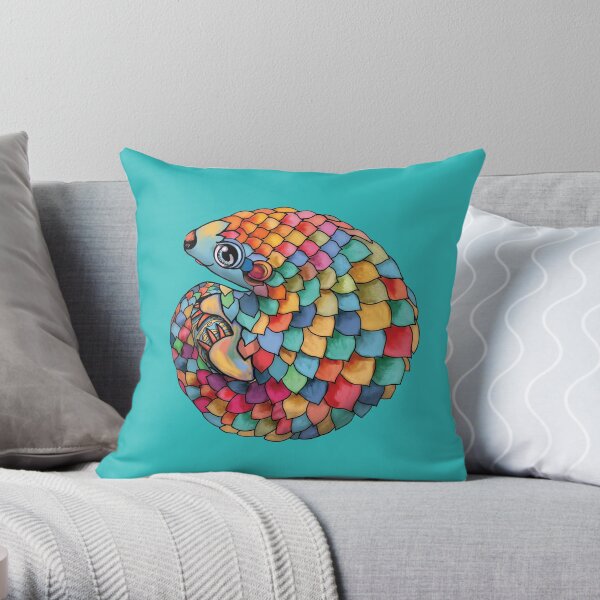 Rainbow Pangolin Throw Pillow
