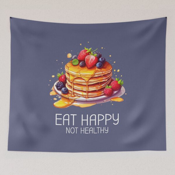 Item preview, Sweet Cute Cartoon Pancakes With Fruits On Plate Eat Happy Not Healthy designed and sold by xenami.