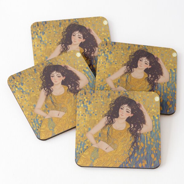 Item preview,  Art Nouveau painting of a beautiful woman - after Gustav Klimt designed and sold by Vintage Designs +.