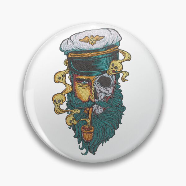 Item preview, Captain Half Skull Machine Embroidery Design designed and sold by Cre8iveSkill.