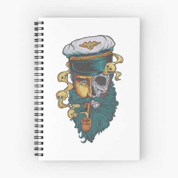Item preview, Captain Half Skull Machine Embroidery Design designed and sold by Cre8iveSkill.