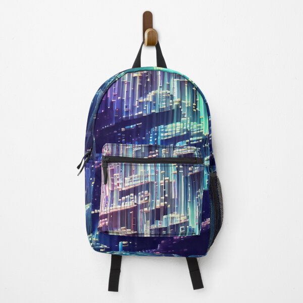 Item preview, Colorful cyber neon lights Glitch psychedelic retro stripes pattern designed and sold by TomFrontierArt.