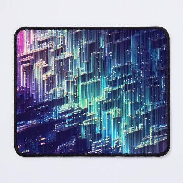 Item preview, Colorful cyber neon lights Glitch psychedelic retro stripes pattern designed and sold by TomFrontierArt.