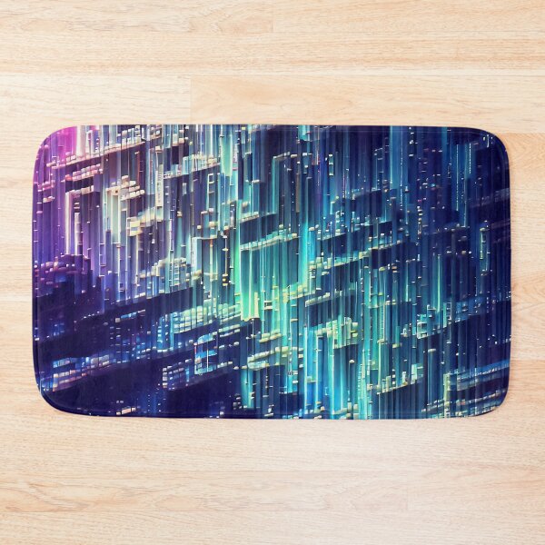Item preview, Colorful cyber neon lights Glitch psychedelic retro stripes pattern designed and sold by TomFrontierArt.