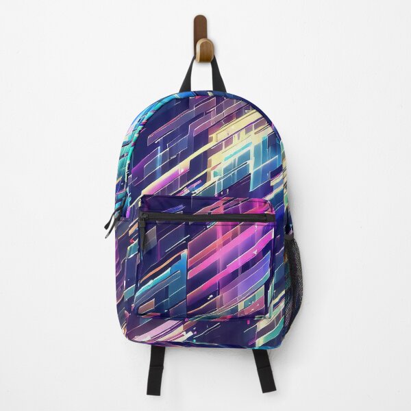 Item preview, Colorful isometric cyber neon lights Glitch psychedelic retro stripes pattern designed and sold by TomFrontierArt.