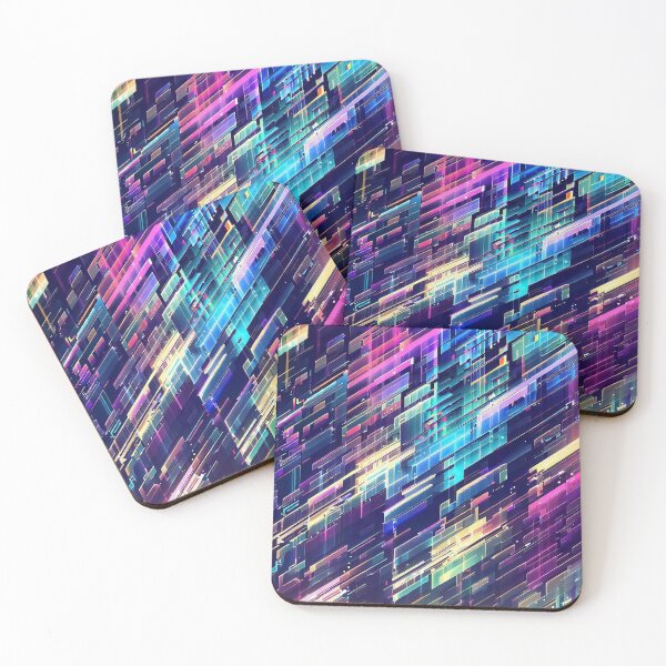 Item preview, Colorful isometric cyber neon lights Glitch psychedelic retro stripes pattern designed and sold by TomFrontierArt.