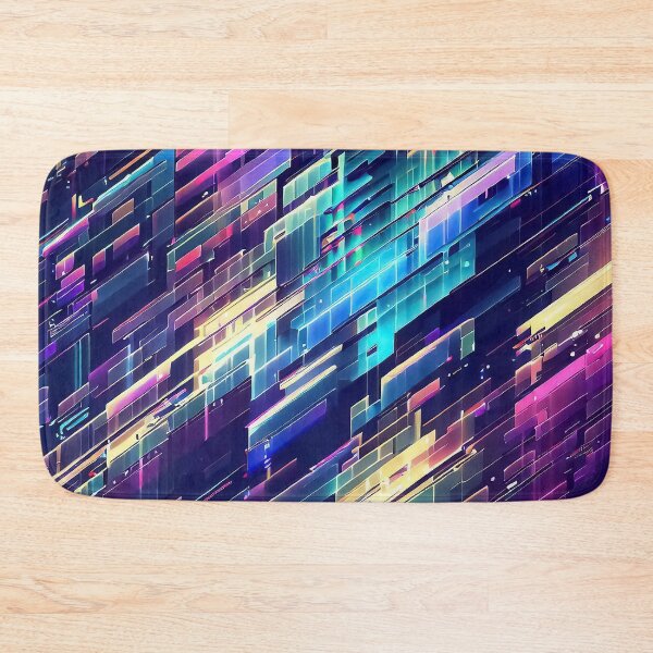 Item preview, Colorful isometric cyber neon lights Glitch psychedelic retro stripes pattern designed and sold by TomFrontierArt.