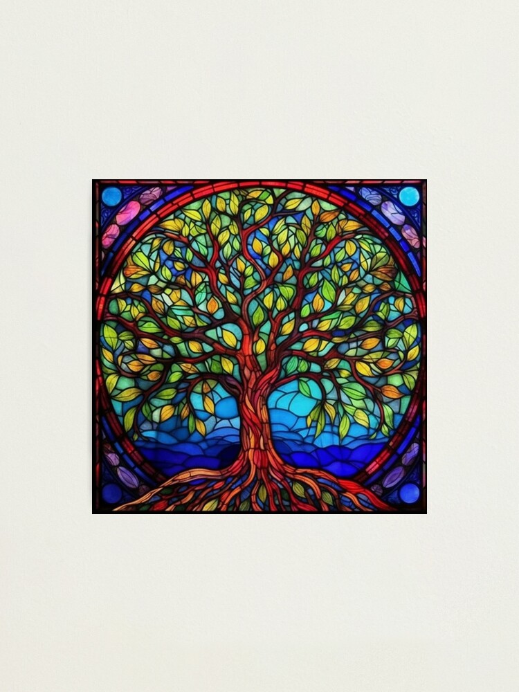 Stained Glass Tree of Life Pattern stained-glass-tree-of-life-pattern-photographic-print-for-sale-by-desfix-redbubble