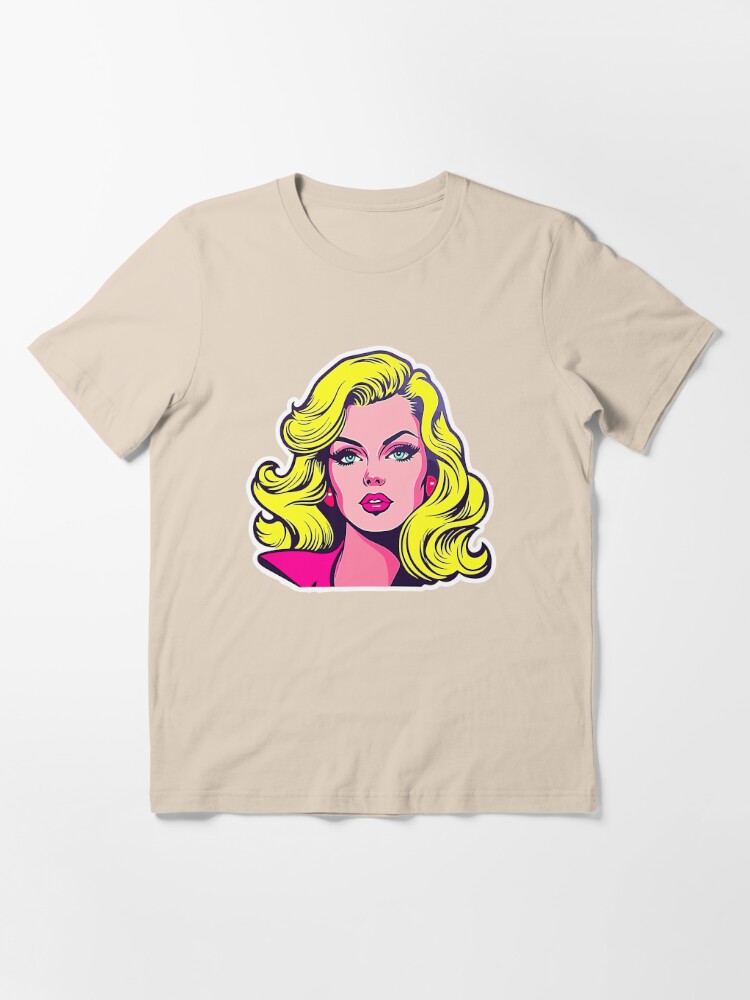 80s 90s Style Popart Girl Power Vintage Barbie Doll Pink | Essential T-Shirt
