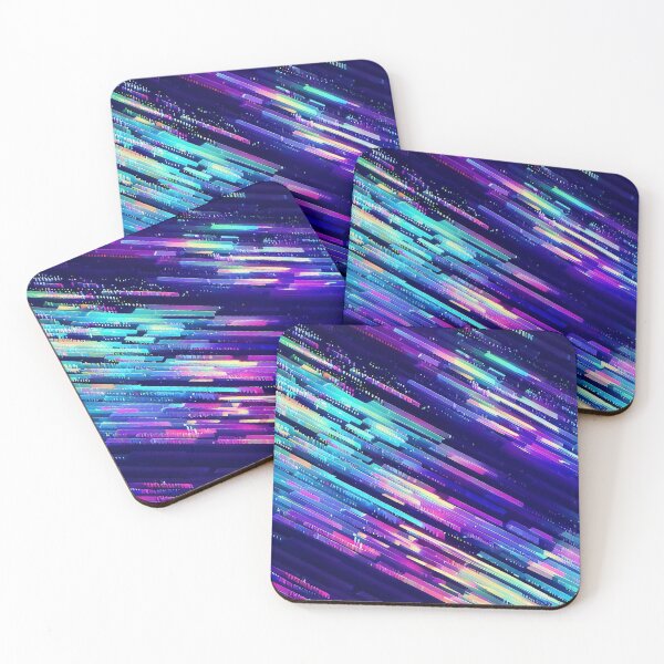 Item preview, Colorful isometric cyber neon lights Glitch psychedelic retro stripes pattern designed and sold by TomFrontierArt.