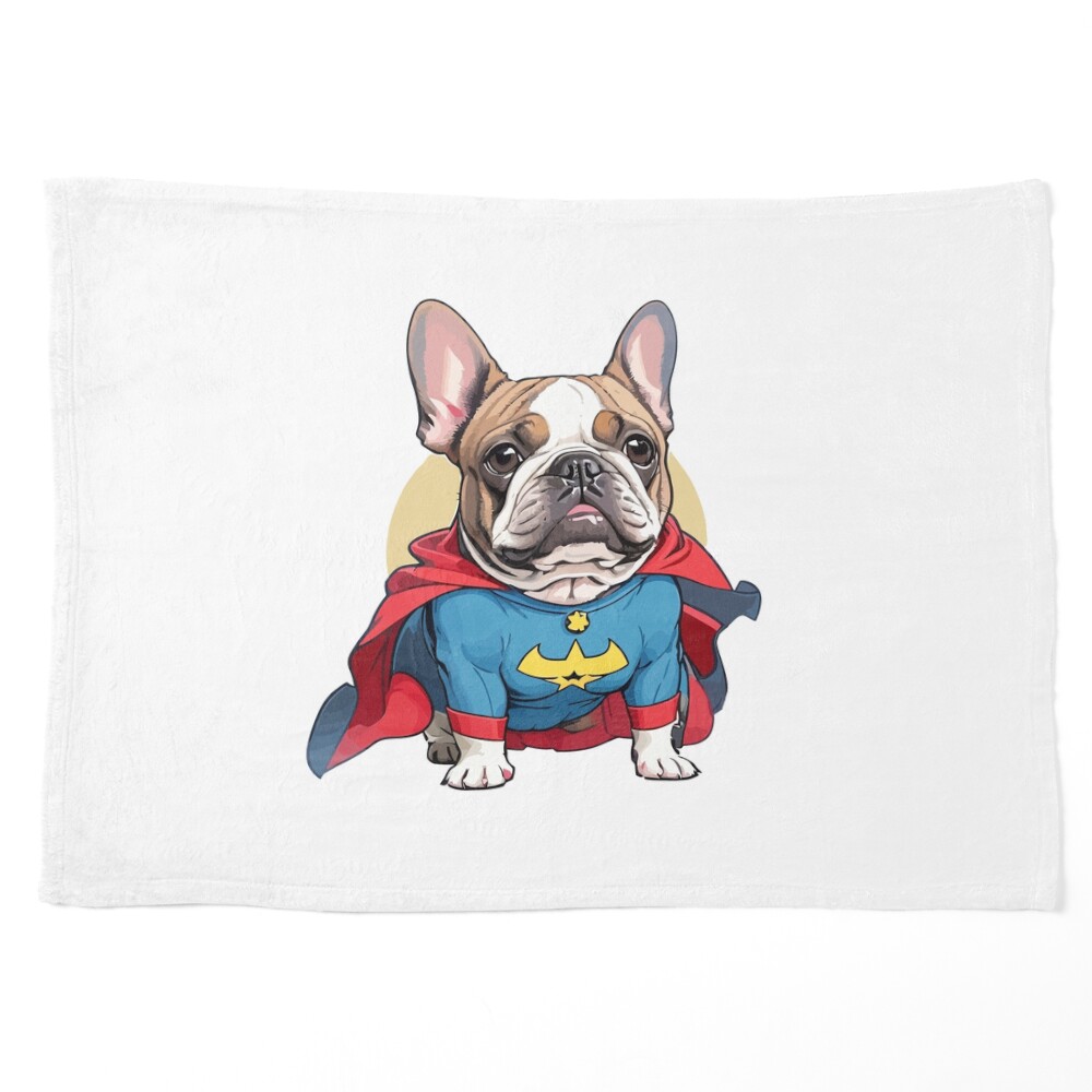 Frenchie Superhero selling Plush Throw Blanket