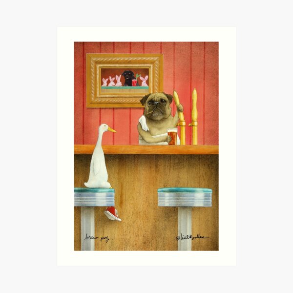 Will Bullas / art print / brew pug / humor / dog / duck Art Print