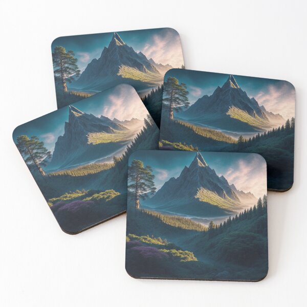 Item preview, A Majestic Mountain Rising from a Lush Forest, Creating a Harmonious Blend of Rugged Beauty and Verdant Tranquility, Ai Generated Art designed and sold by AiGens.