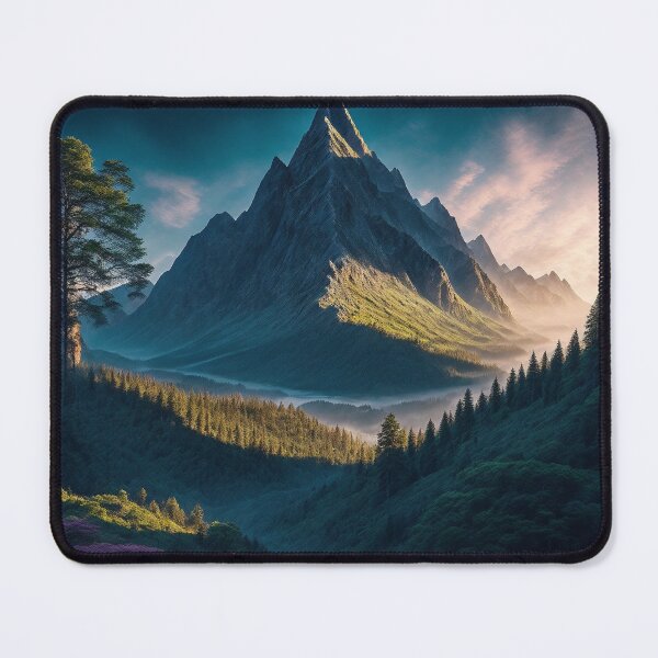 Item preview, A Majestic Mountain Rising from a Lush Forest, Creating a Harmonious Blend of Rugged Beauty and Verdant Tranquility, Ai Generated Art designed and sold by AiGens.