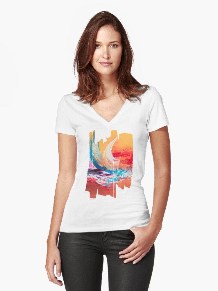 Aperçu 1 sur 3. T-shirt moulant col V avec l'œuvre Tandem créée et vendue par ElioraBousquet.