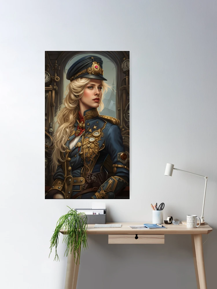 Beautiful Steampunk Lady in Fancy Uniform Poster for Sale by Eliteijr