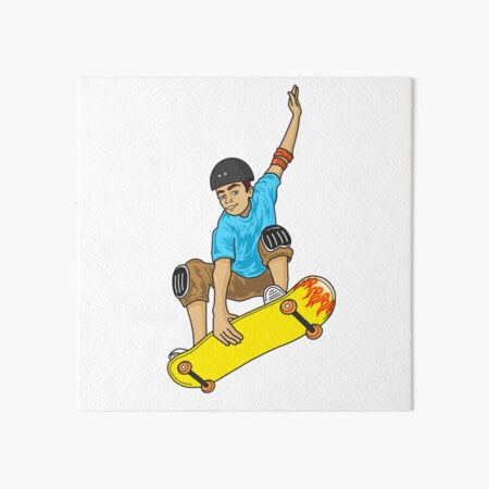 Cute teen boy with skateboard Art Print by Anna Om - Fine Art America