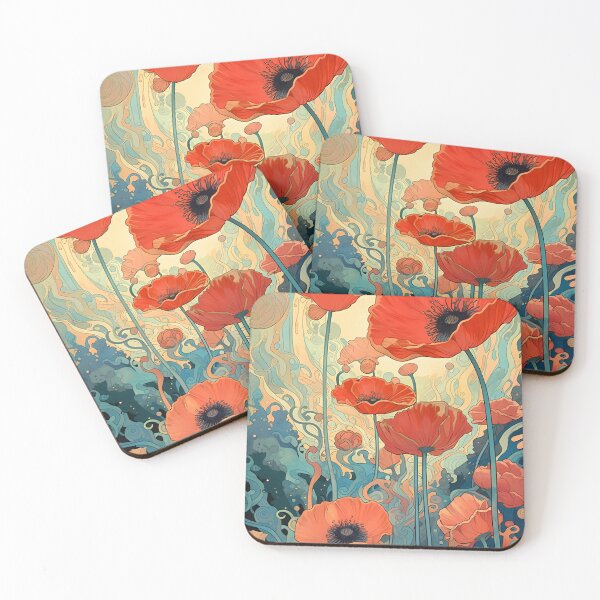 Item preview, artistic abstract poppies flower 02 designed and sold by UnaWu533.