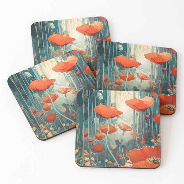 Item preview, artistic abstract poppies flower 03 designed and sold by UnaWu533.
