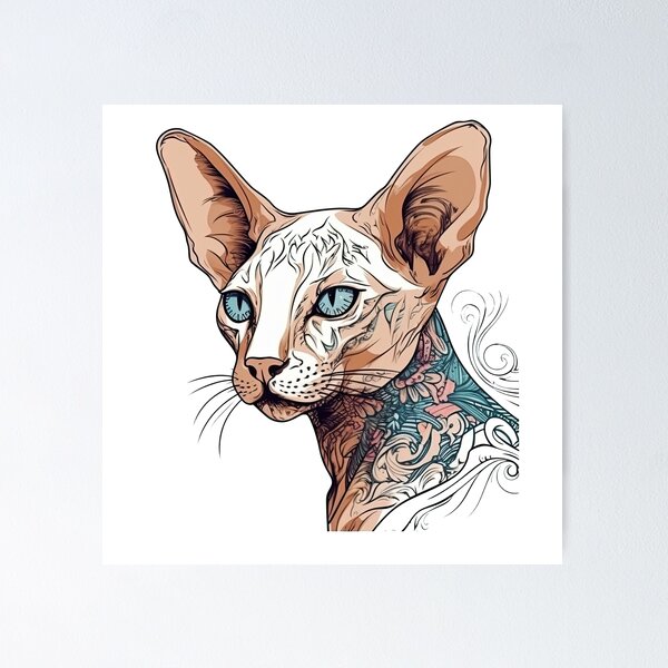 Item preview, Oriental Charm: Elegant Cat Breed Graphic Designs for Stylish Feline Companions designed and sold by DooodleGod.