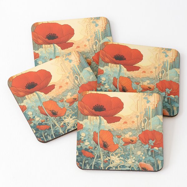 Item preview, artistic abstract poppies flower 04 designed and sold by UnaWu533.
